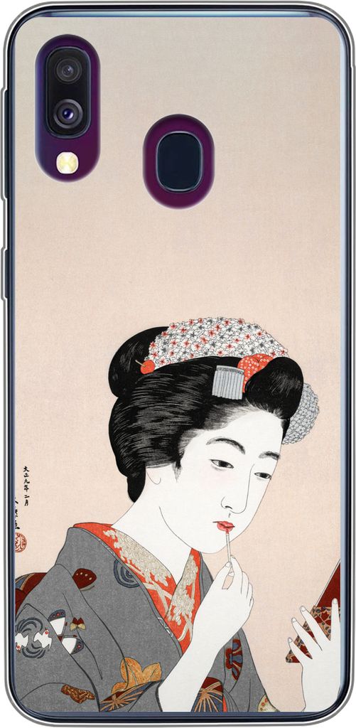 MuchoWow Handyhülle Schutzhülle Hülle für Telefoonhoesje Samsung Galaxy A40 Japanisch - Frau - Make-up - Altmodisch Silikon Softcase Handy H...