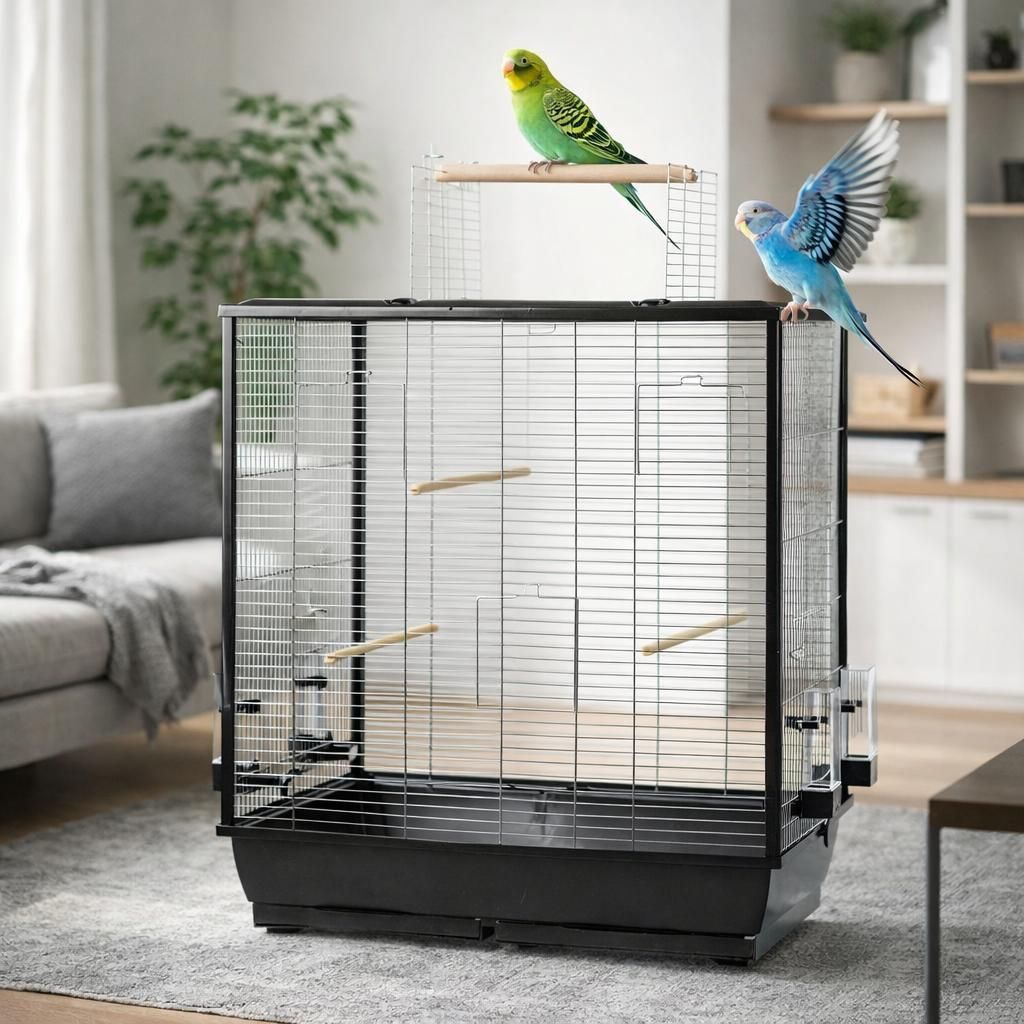 Großer Vogelkäfig Wellensittich Kanarien Großsittich mit Produktbild 