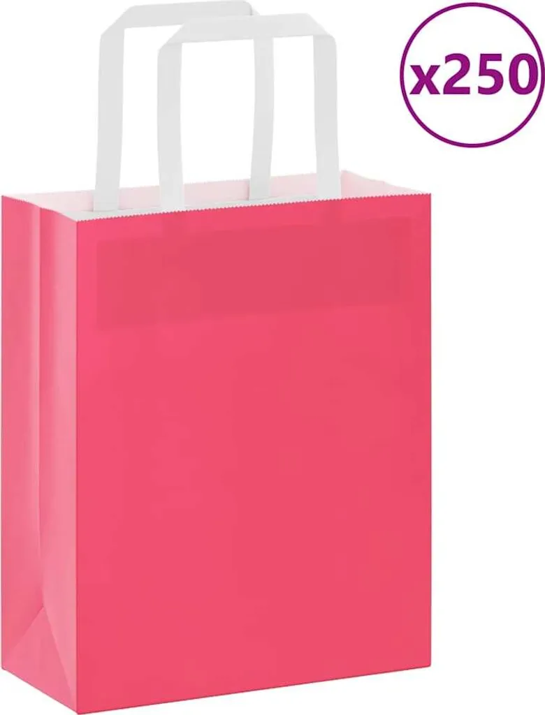 2025 Borse di carta moderne 250 pezzi con manici Rosa 18x8x22 cm - Borse regalo, Design 7084360 1parto