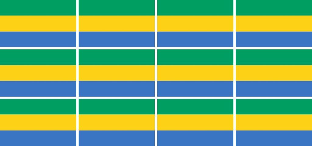 Mini Aufkleber Set - Pack glatt - 50x31mm - selbstklebender Sticker - Fahne - Gabun - Flagge / Banner / Standarte fürs Auto, Büro, zu Hause und d...