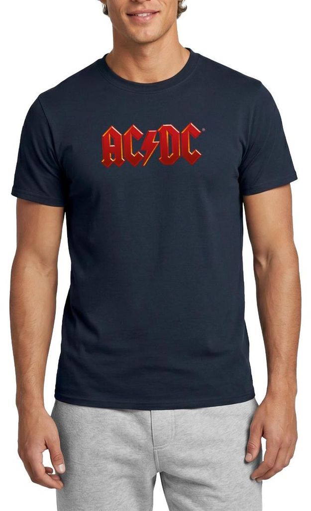 Spreadshirt AC/DC Klassisches Logo Mit Blitz Männer T-Shirt, 3XL, Navy