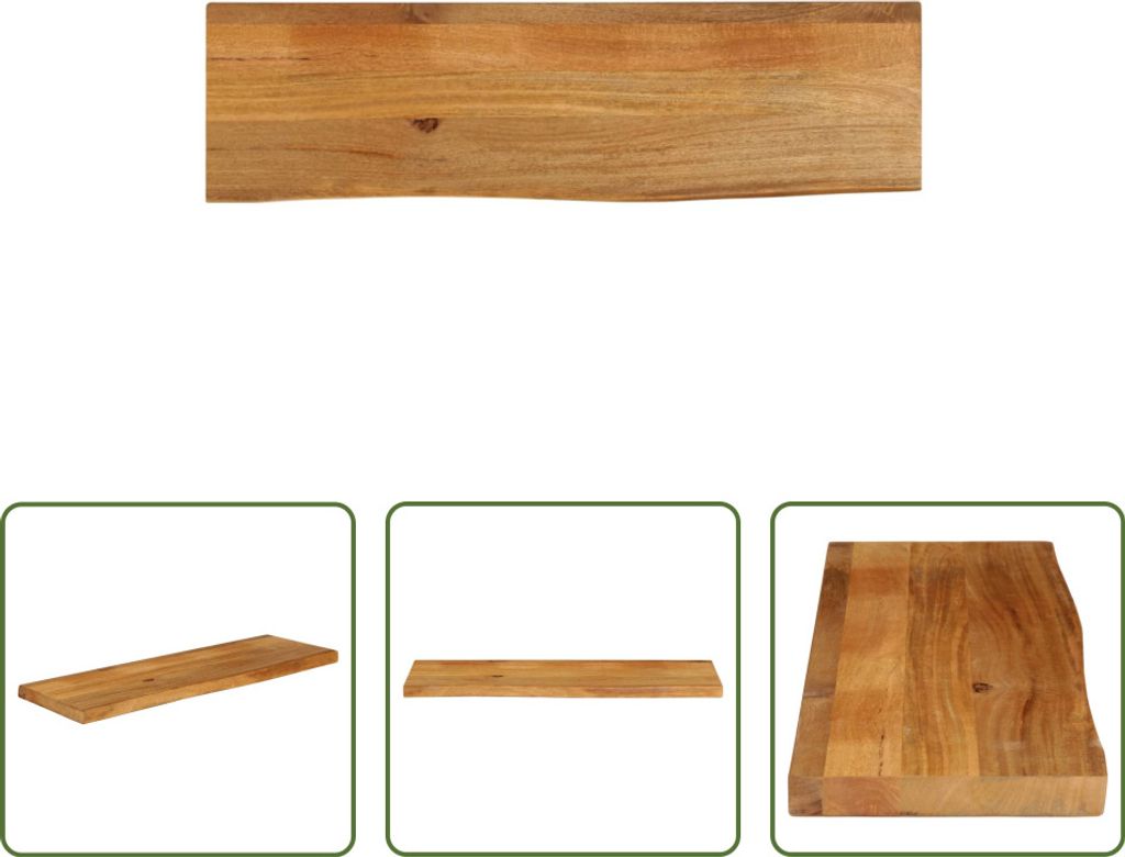 The Living Store Tischplatte mit Baumkante 110x40x2,5 cm Massivholz Mango