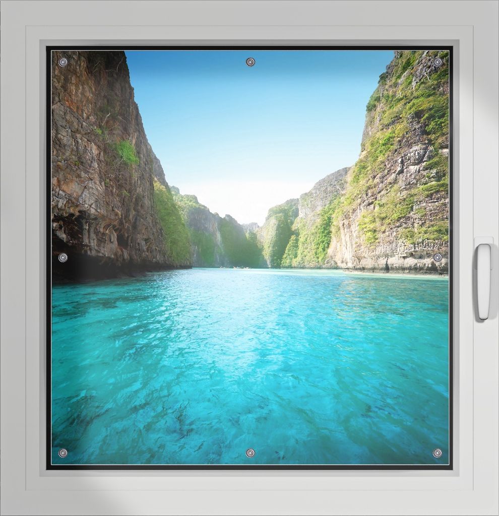 Wallario Lichtschutzbild, Dekorativer Sichtschutz Sonnenschutz 96 x 100 cm mit Motiv: Fluss in den Tiefen der Schlucht - Verdunklung ohne Bohren