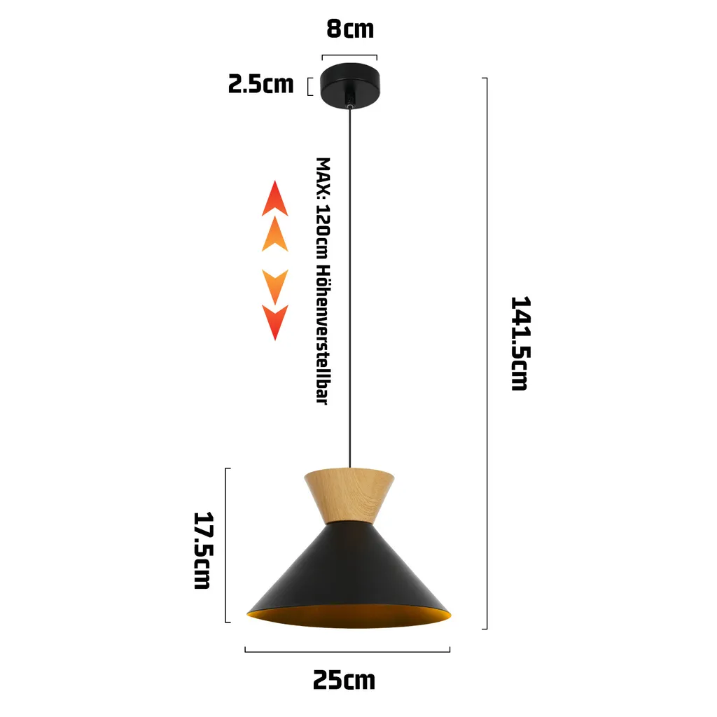 Suspension Plafond Noire E27 pour Éclairage Ciblée Table et Hall - 2x - 2