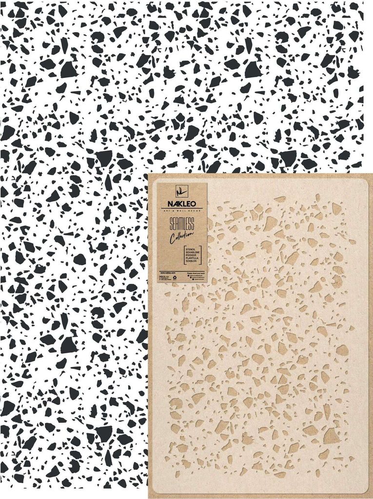 Wandschablone Groß Muster, Malschablone 59x95 cm Terrazzo Flecken Retro Wiederverwendbare Kunststoff, Geometrische Tapete Wandgestaltung
