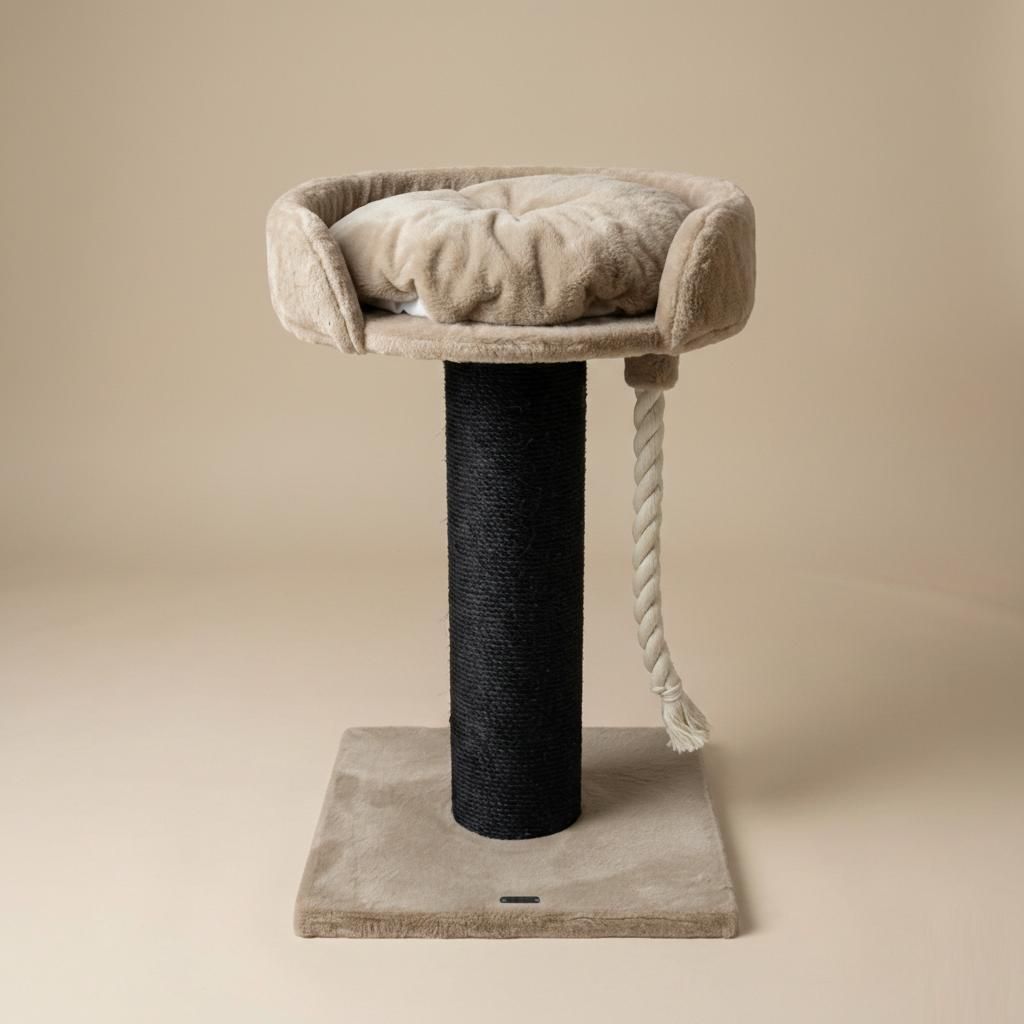 RHRQuality Kratzbaum für große Katzen – Chartreux – 80 cm hoch – Mit extra dickem 20 cm Sisalstamm – Liegefläche von 60 cm – Blackl...
