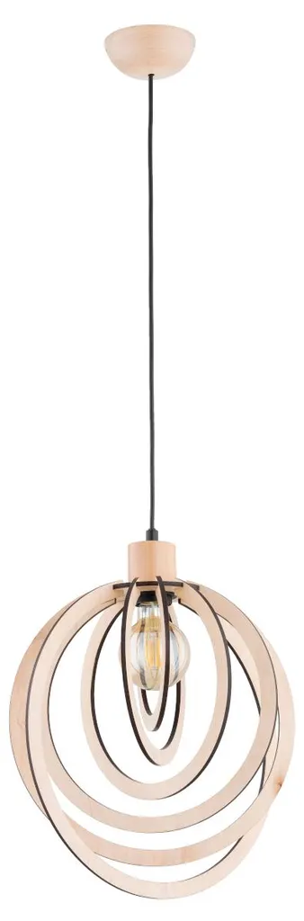 Suspension SOLINA Alfa en bois clair et noir 1xE27 90x25cm design chic