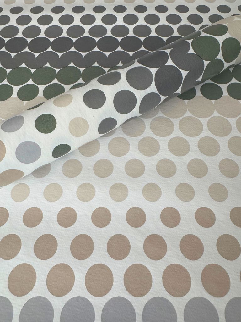 PVC Tischdecke PENNY Meterware Wachstuch Eckig Breite & Länge wählbar abwaschbar Punkte beige grau taupe grün, Größe:120 x 120 cm