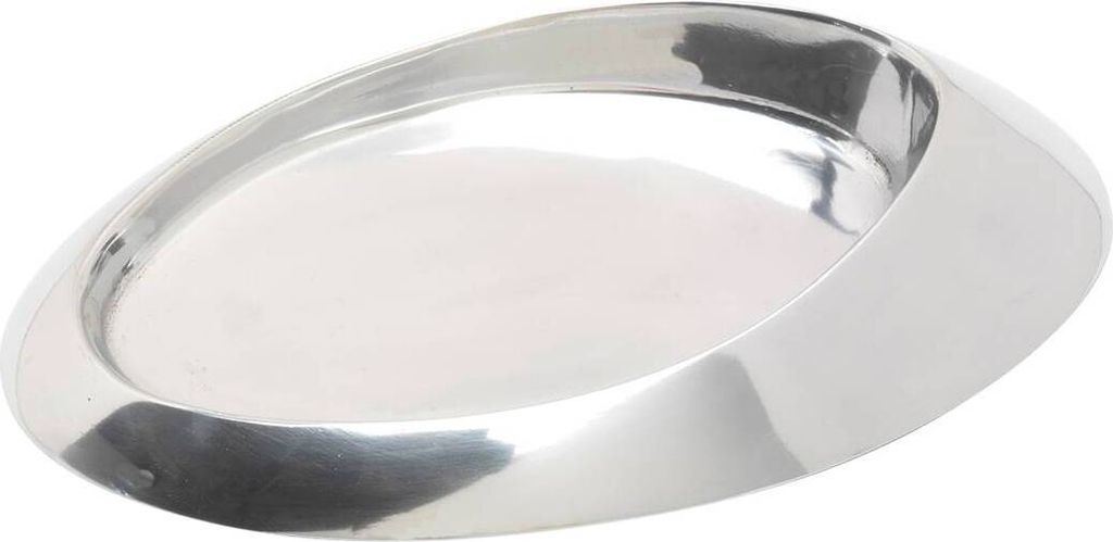 Kerzenteller Oval 13x8cm Innen Matt Messing Silbern Untersetzer Teller Poliert