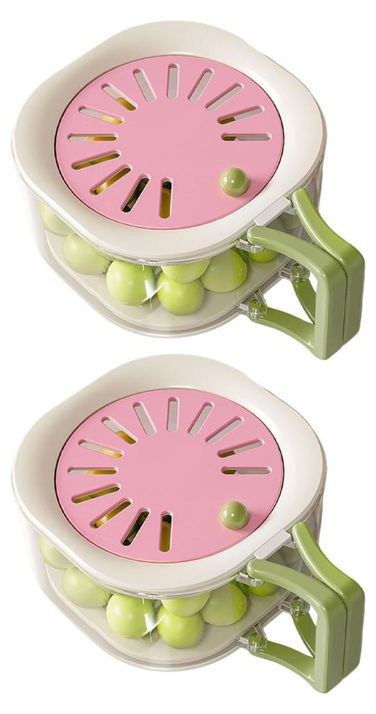 2er-Set 2-in-1 Abtropf- und Aufbewahrungskorb: Obstschale, Gemüsewaschkorb mit Siebdeckel und klappbarem Griff für Küche, Kühlschrank und Camping