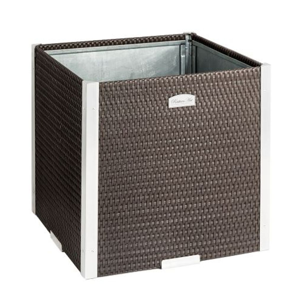 Rattan-Pflanzkübel mit Alubeschlägen 46 x 46 x 46 cm : Produktbild 