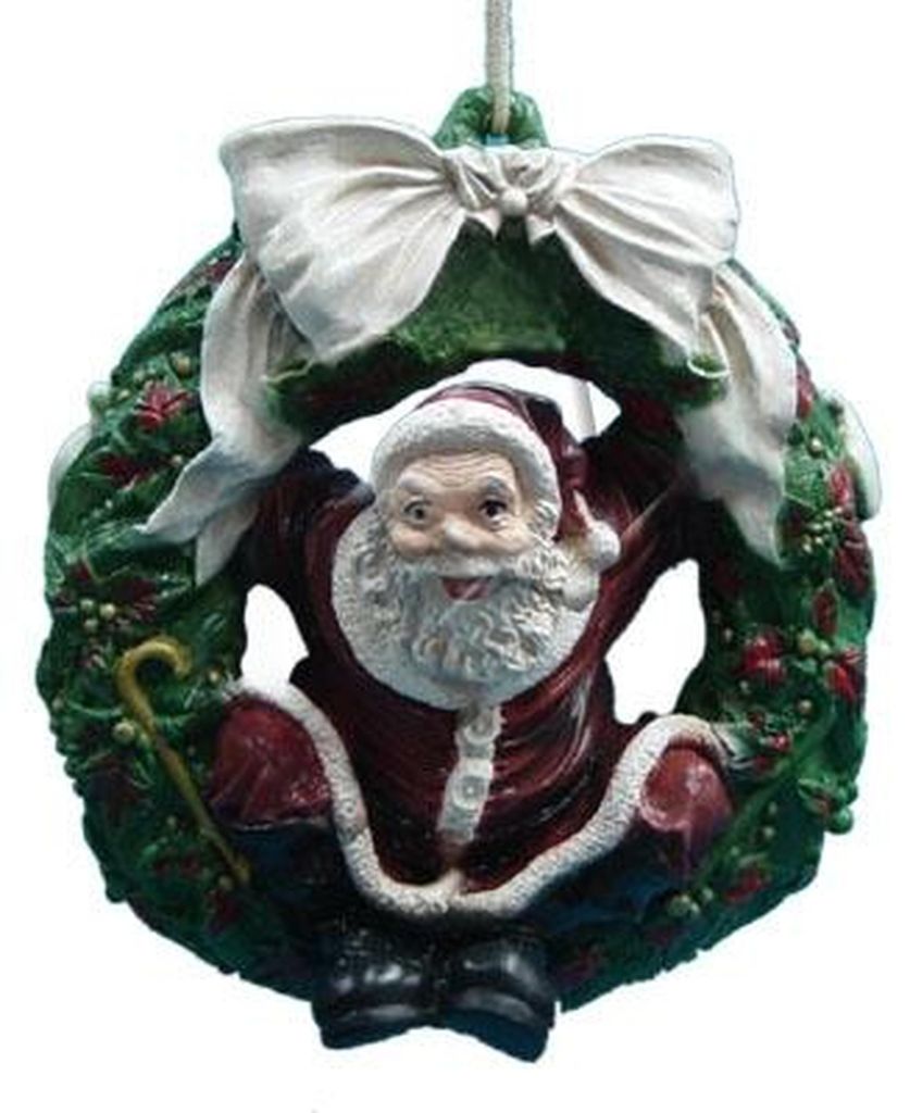 Design Weihnachtsmann in Kranz Figur Statue Skulptur Figuren Skulpturen Neu