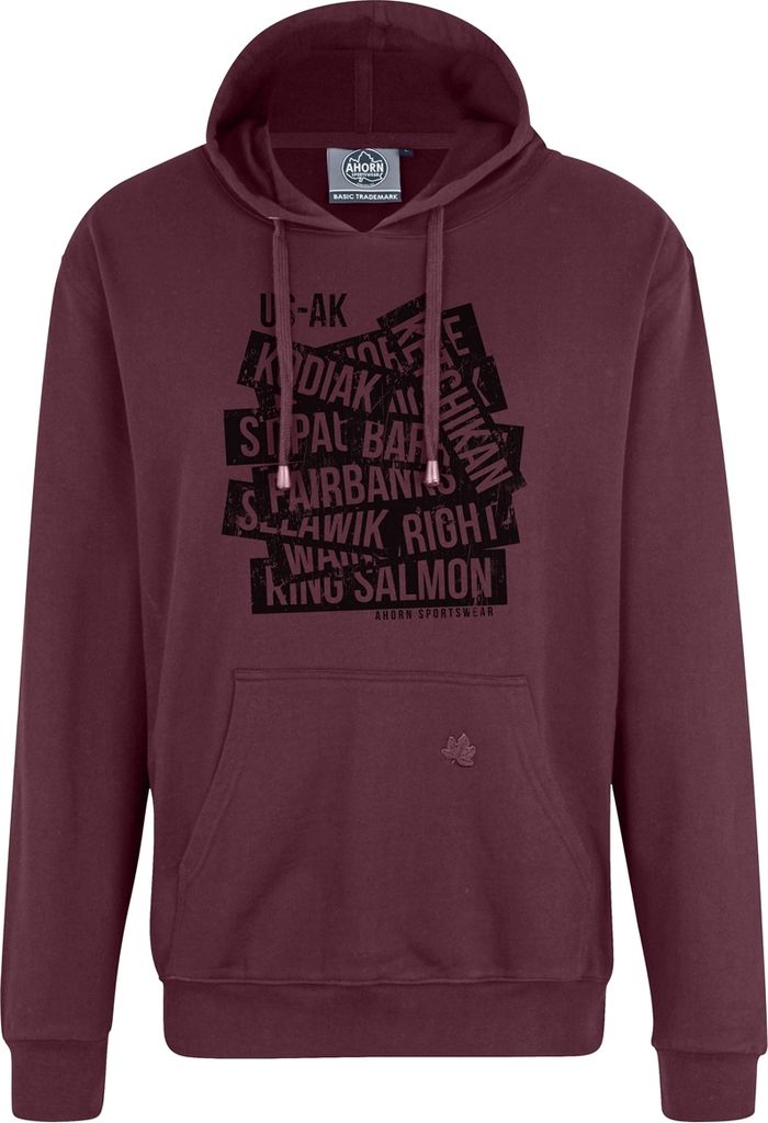 Übergrößen Kapuzen-Sweatshirt AHORN SPORTSWEAR Kodiak schwarz Maroon Red 10XL