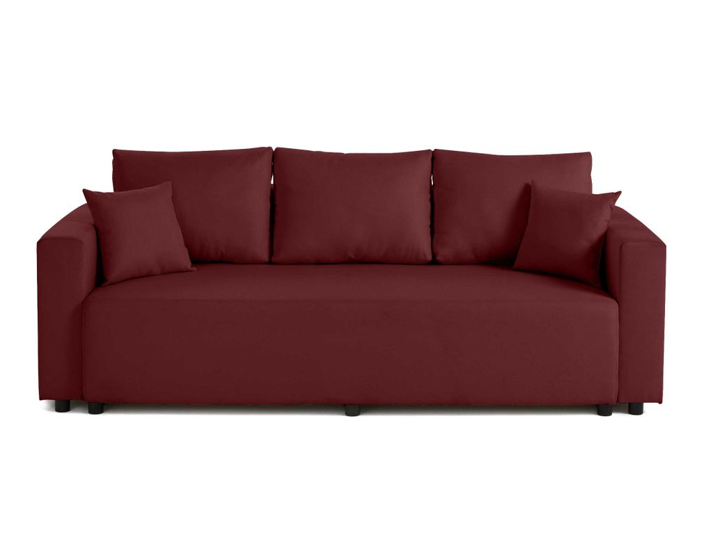 Best Möbel Regala - 3-Sitzer Sofa - Schlaffunktion und Bettkasten - aus Stoff , Rot