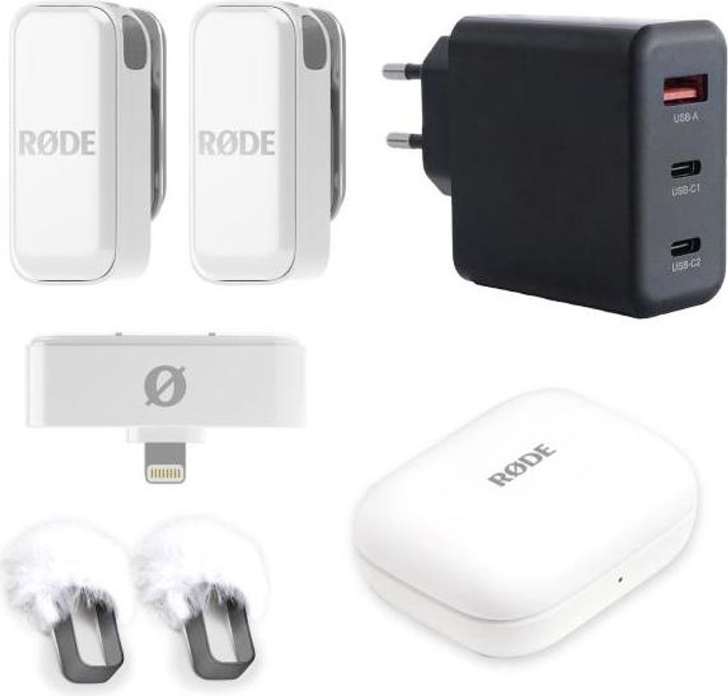 Rode Wireless Micro Drahtloses Mikrofon Lightning Weiss mit Netzteil