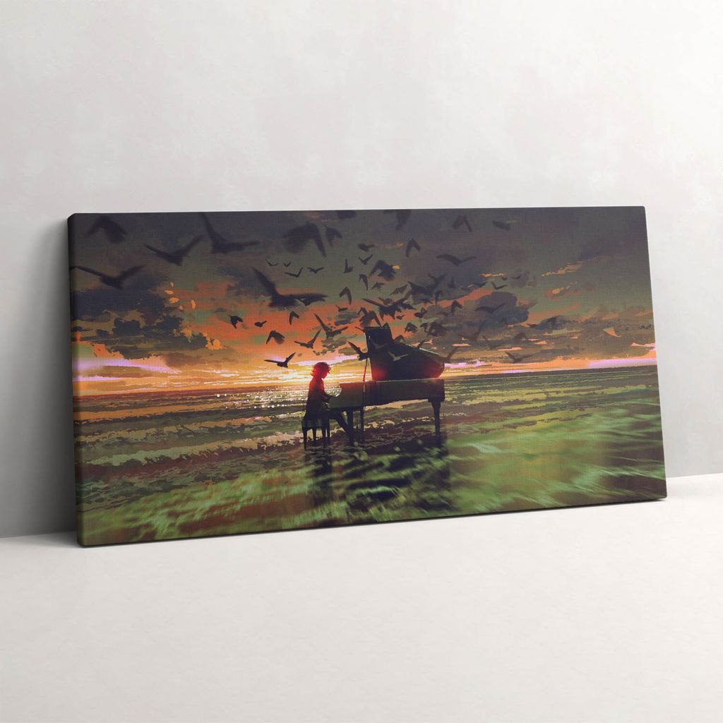 Konzert am Strand – Leinwandbild Wandbild – 100x50 cm – Leinwandbilder – Wandbilder – Schlafzimmer – Flur