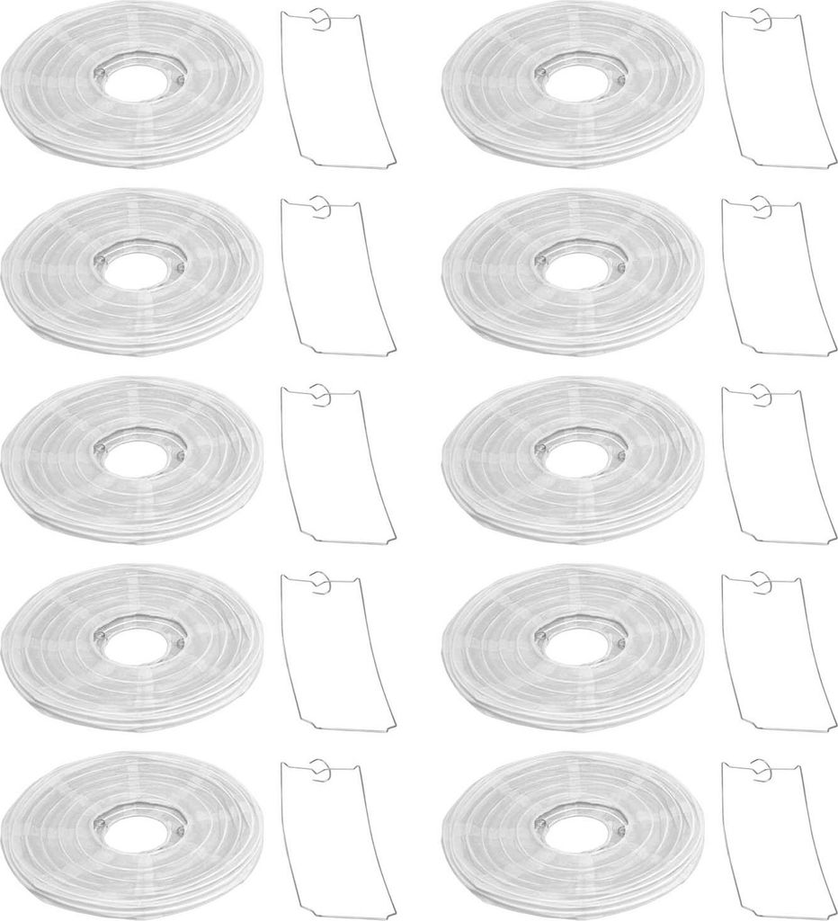 10 Stück Papierlaternen, 20 cm (8 Zoll), reinweiß, handbemalt, rund, ideal als Dekoration für Geburtstage, Halloween und Familienfeiern.