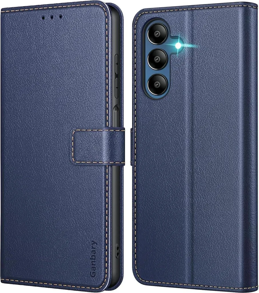 Étui portefeuille bleu en cuir pour Samsung Galaxy A15 5G antichoc