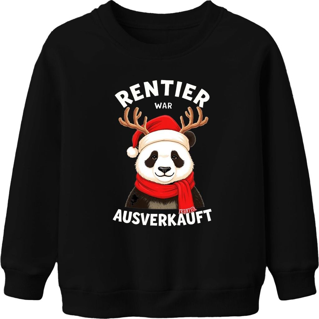 Rentier war t Panda Weihnachten lustig Geschenk Winter Uni Kinder Sweatshirt Pullover, Schwarz, 152