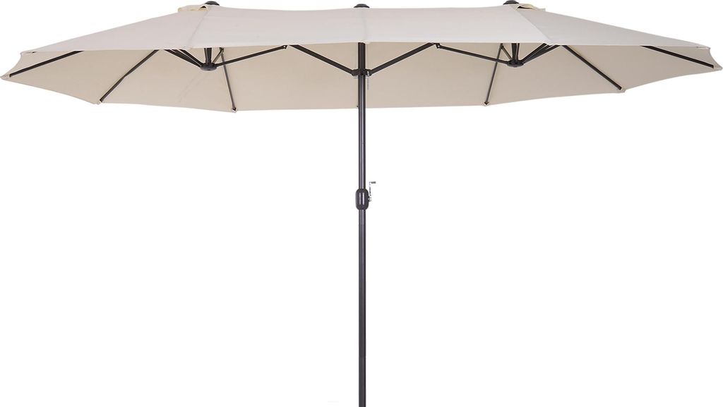 XXL Sonnenschirm mit Handkurbel wetterbeständig 455 cm x 270 cm x 240 cm Stahl Polyester Beige