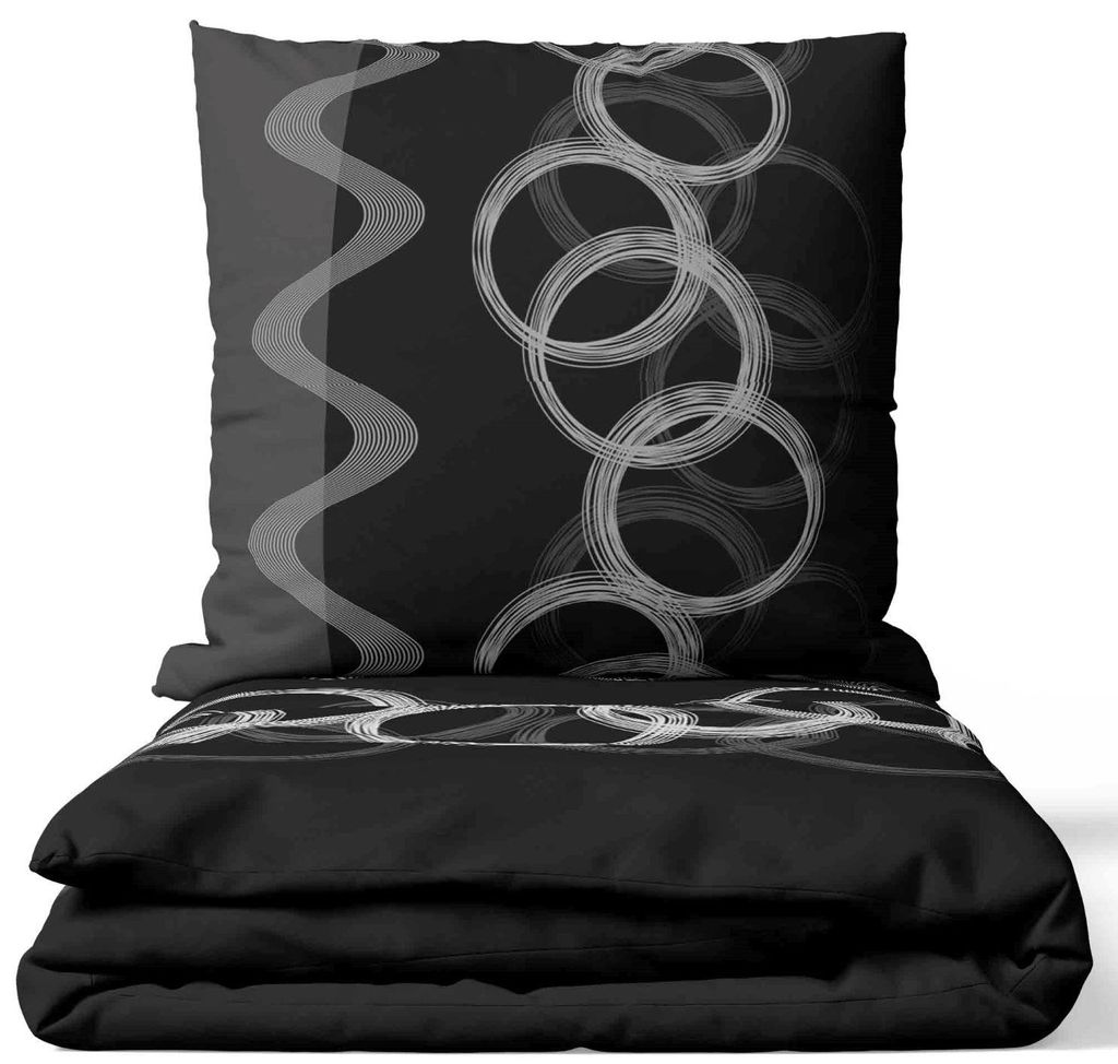 Mikrofaser Bettwäsche 155x220cm 2-teilig Set Kreise in Produktbild 