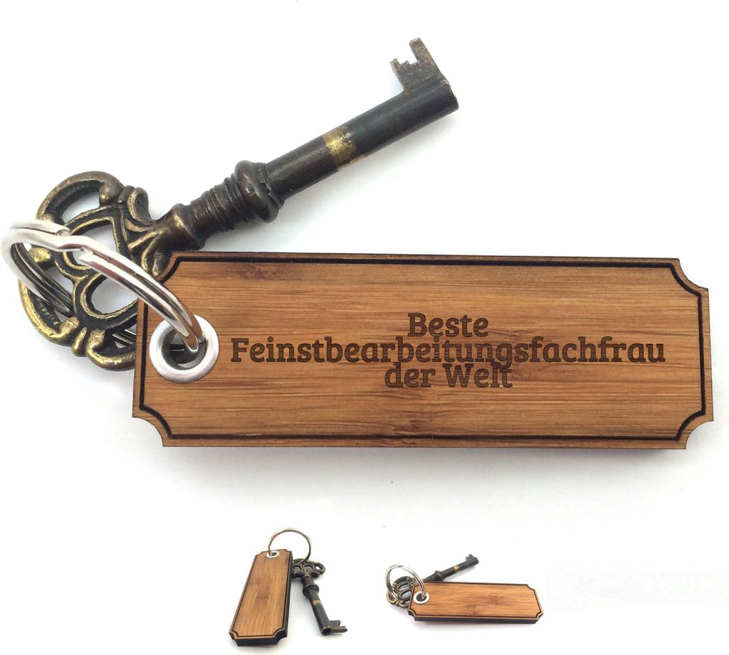 Mr. & Mrs. Panda Schlüssel Anhänger Feinstbearbeitungsfachfrau - Bambus - Geschenk, Glücksbringer, Schenken, Geschenke, Abschied, Schlüsselanh...