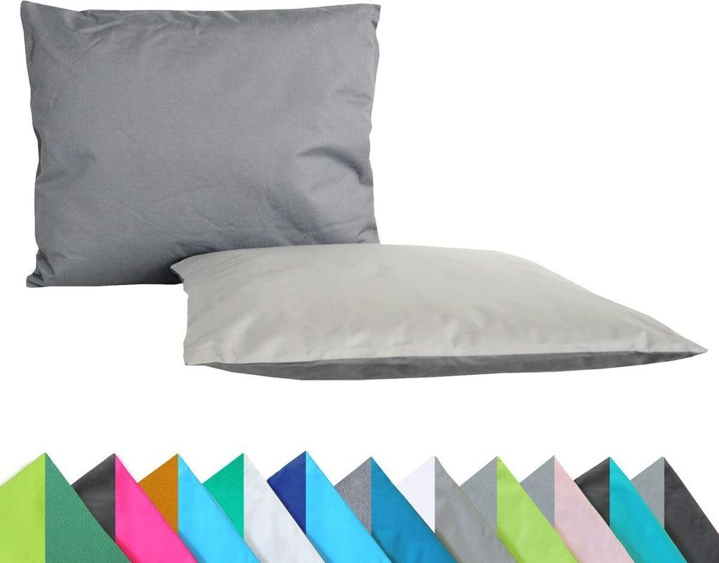 JACK 2er Set Wende Outdoor Kissenhülle Kissenbezug 2-farbig 30x50cm Wasserfest Lounge Kissen Garten Stuhl Lotus Effekt, Farbe:Anthrazit - Grau