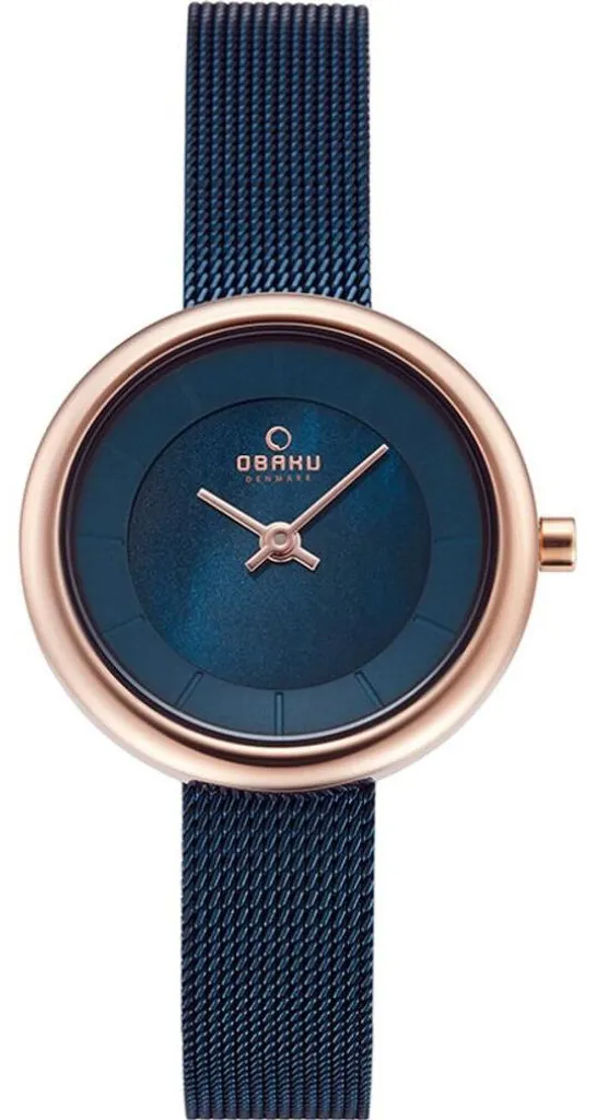 Montre extra-plate Obaku V146LXVLML en maille milanaise bleue et acier