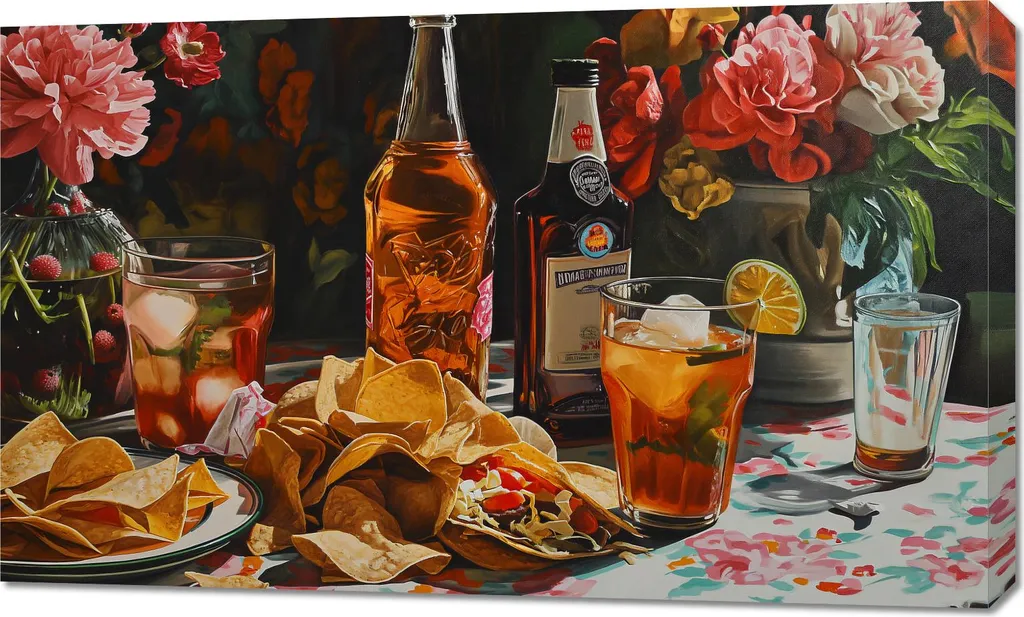 Cadre Mural Cuisine Saveurs du Mexique 100x60 cm pour Ambiance Café