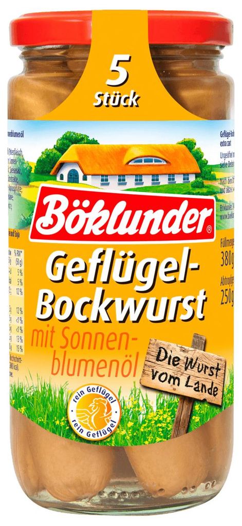 Böklunder Geflügel Bockwurst extra Zart mit Sonnenblumenöl Produktbild 
