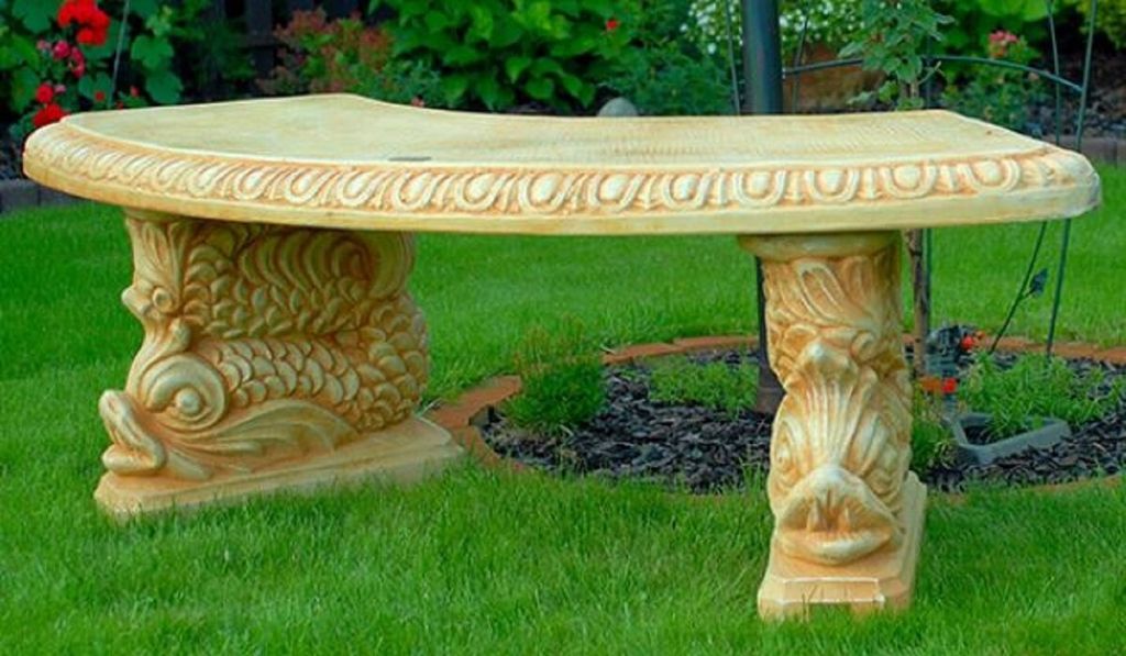 Casa Padrino Stein Gartenbank Sandfarben / Beige 156 x 46 x H. 49 cm - Gebogene Garten Sitzbank im orientalischen Stil - Stein Garten Bank - Garten...