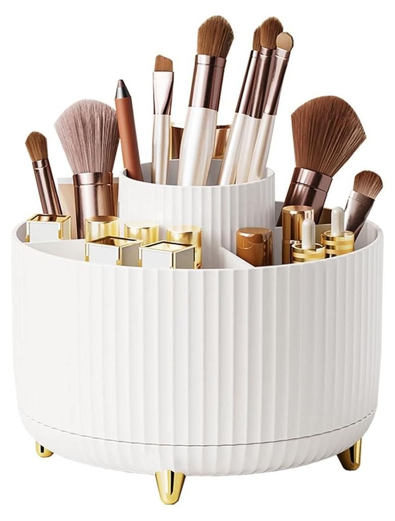 360 Drehbarer Make up Organizer 5 Fächer für Schminktisch Weiß