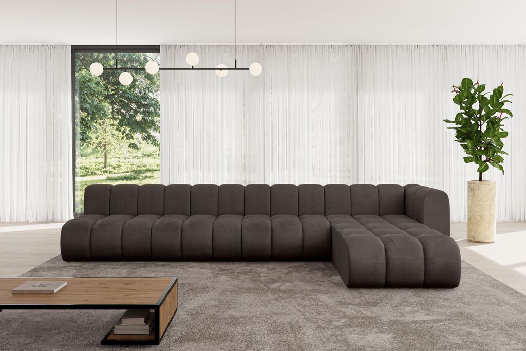 ALTDECOR Modulares Sofa Ecksofa in L-Form - Darnel-L3 - 387x177x70 cm Braun - Corner modular Sofa Eckcouch Couch Wohnlandschaft Cauchsofa Bodensofa...