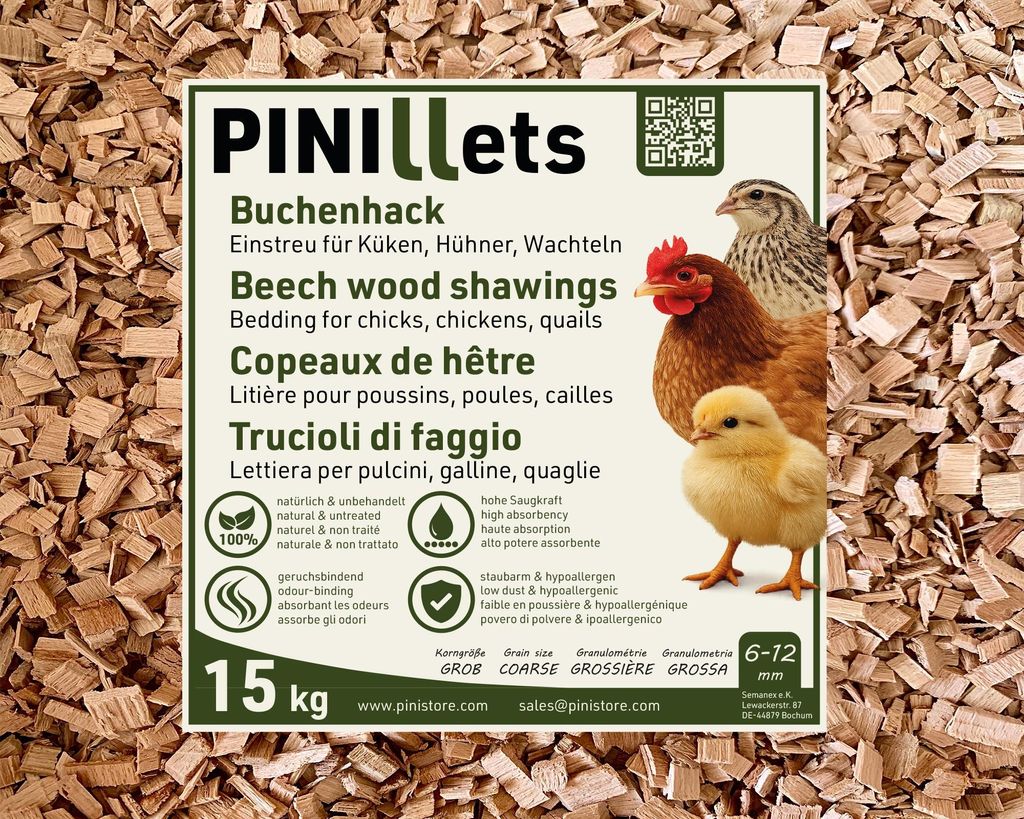 PINI Buchenhack 15 kg staubfreie hygienische Einstreu grob Produktbild 
