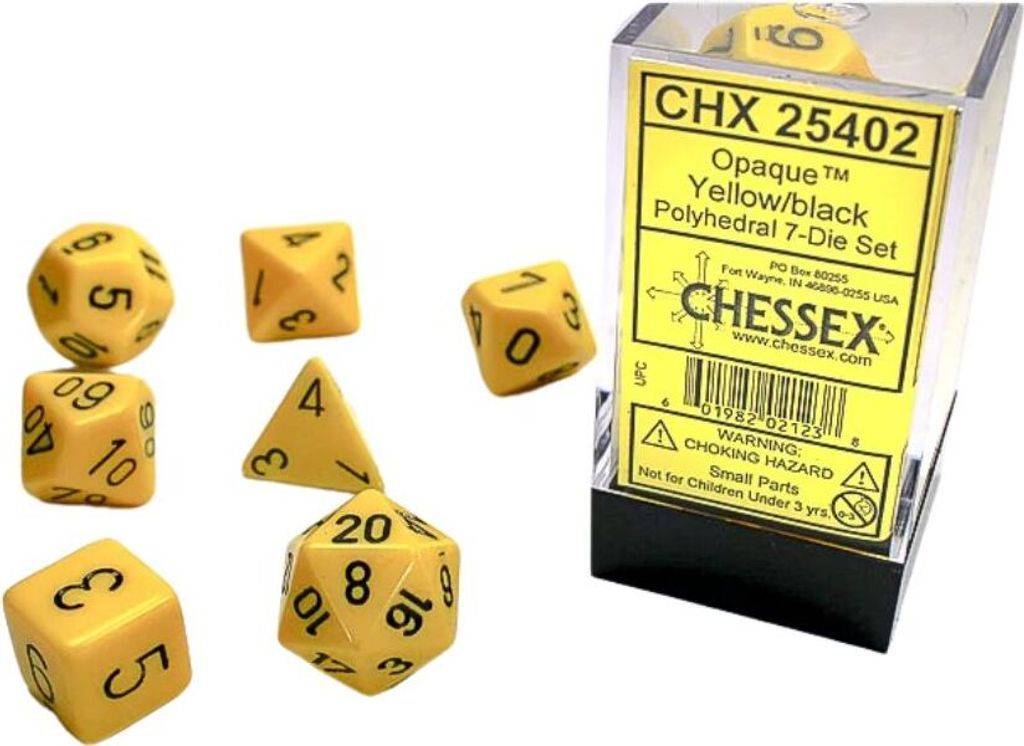 Sada kociek Chessex Polyhedral 7 Opaque Yellow/Black Obrázok produktu 