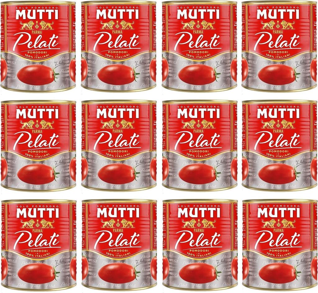 12x Mutti Pomodori Pelati Geschälte Tomaten 100% italienische Tomaten 800g Dose Tomaten Sauce