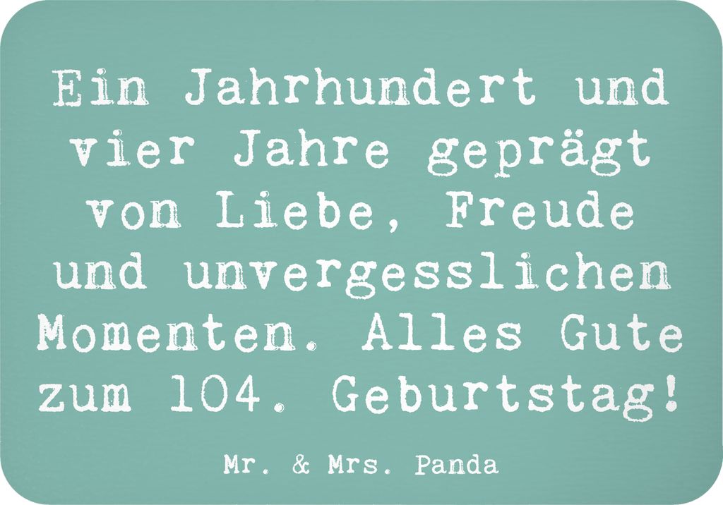 Mr. & Mrs. Panda magnet Spruch 104. Geburtstag - Meeresbrise - Geschenk, Jahrhundert, Feiern, Dekomagnet, whiteboardmagnet, tafelmagnet, Kühlschra...