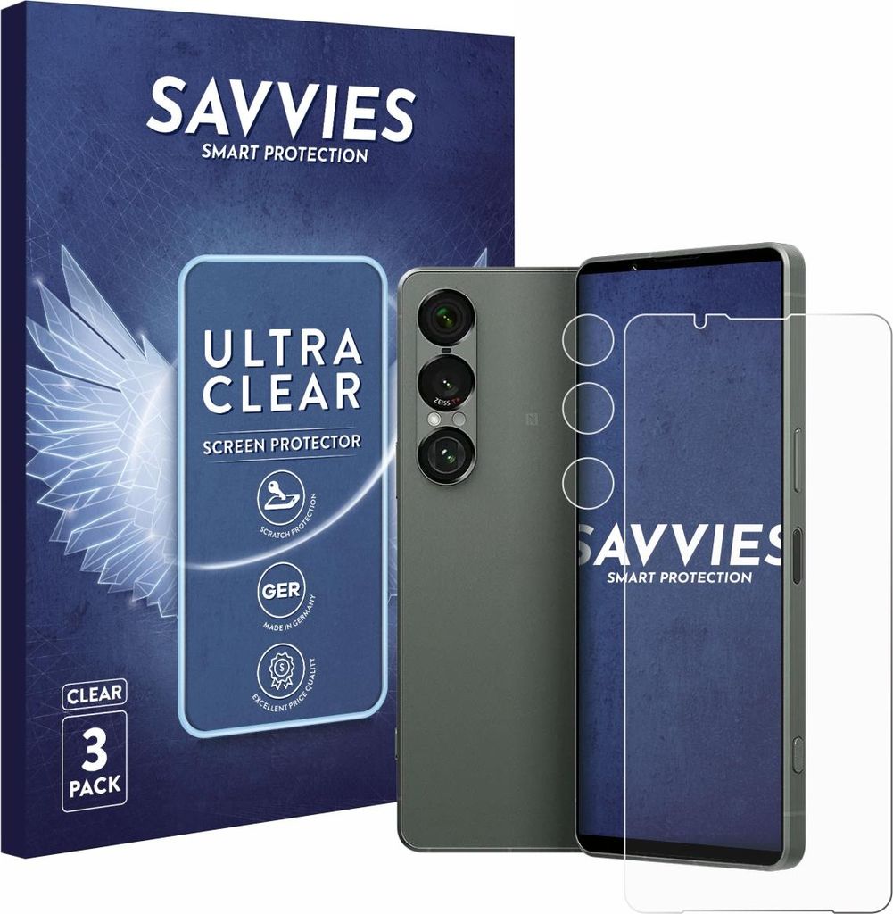 6x Für Sony Xperia 1 VII (Display+Kamera) Schutzfolie Savvies Displayschutz Display Schutz Folie Klar Transparent