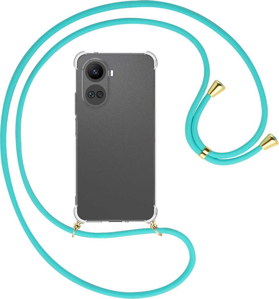 Handykette Backcover-Schutzhülle mit Band (Metall goldfarben) für Huawei nova 10 SE (BNE-LX1,LX3) - türkis