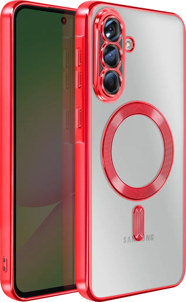 Avizar, cover MagSafe Galaxy A56 con cornice cromata, rosso