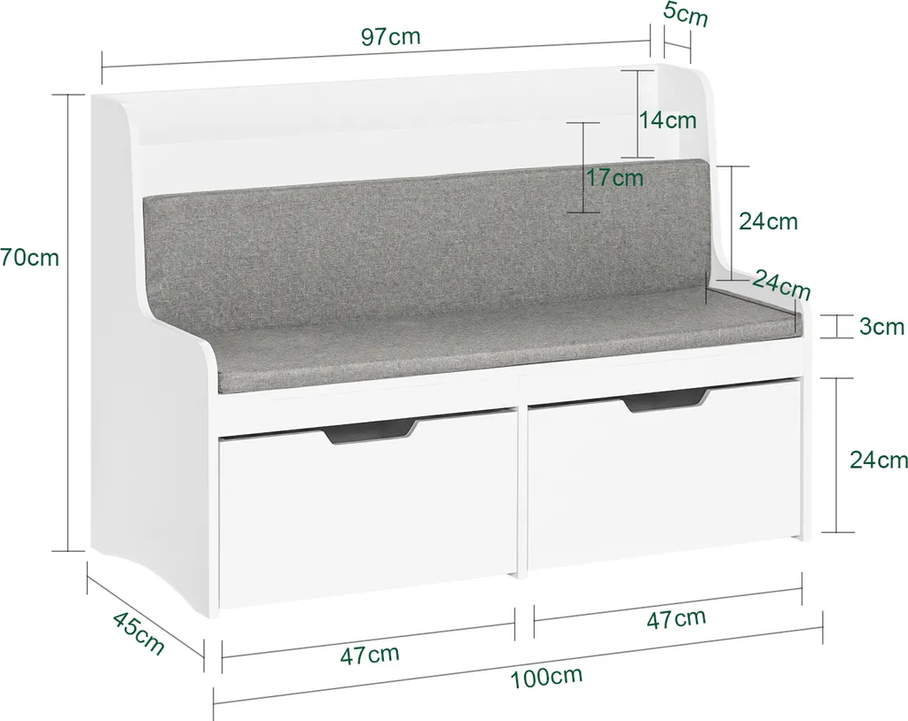Banc à Chaussures Enfant Banc de Rangement Blanc avec Roulettes