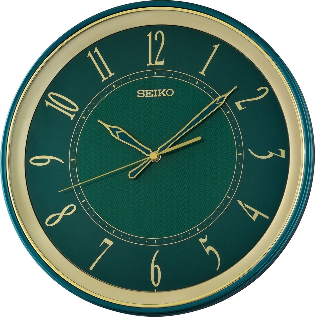 Seiko QXA834M Wanduhr Quarz mit Leisegang Grün/Goldfarben