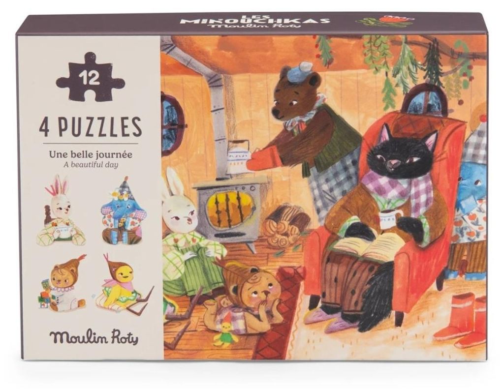 Set mit 4 Mini-Puzzles Ein perfekter Tag, Moulin Roty