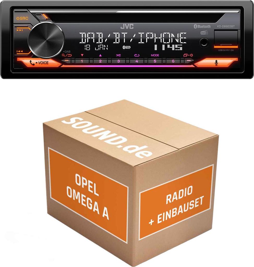 Autoradio Einbaupaket JVC KD-DB922BT passend für Opel Omega A1 | Bluetooth Telefonieren Audiostreaming
