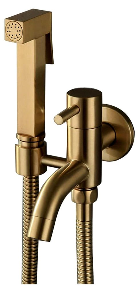 Handheld-Sprayer for Toilette, Messing, tragbarer Baby-Stoffwindel-Sprayer, gebürstetes Gold, Wasserhahn mit Schlauch, for Damenwäsche, Haustierw...