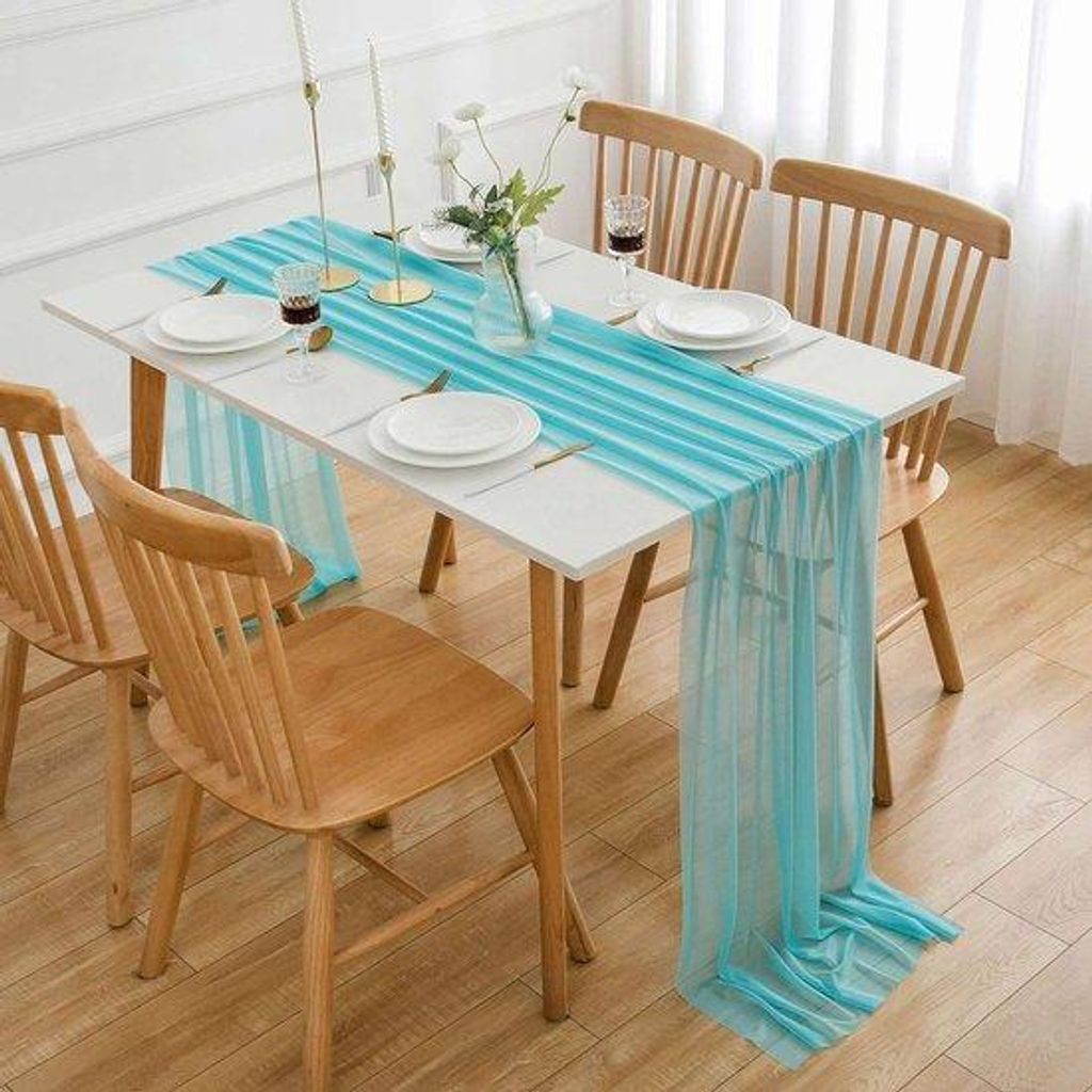 Turquoise organza Festtags Tischüberzug 3m x 70cm
