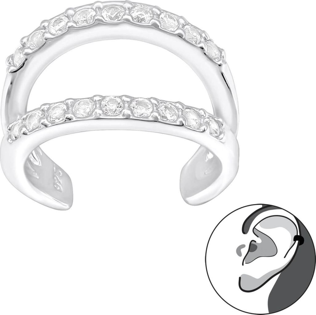 925 Sterling Silber Ear Cuff Ohrklemme mit Zirkonia-Steinen