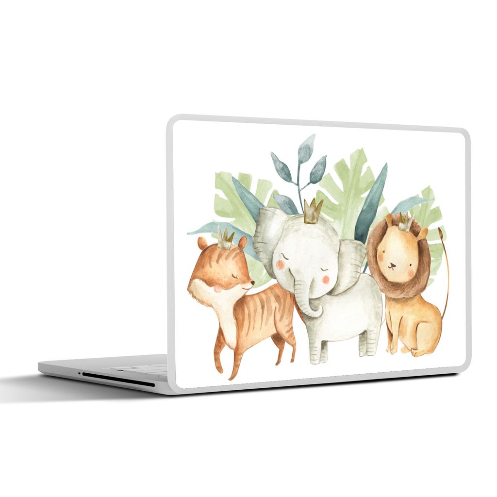 MuchoWow Laptop Aufkleber Sticker Cover Dschungel - Elefant - Fuchs - Löwe 25x18 cm - Laptop-Deko