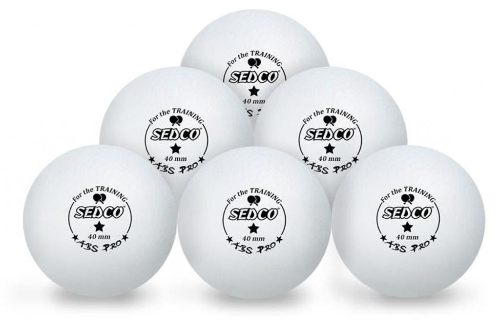 Tafeltennisballen Sedco Voor Training 1* Celvrij 6st Wit Productafbeelding 