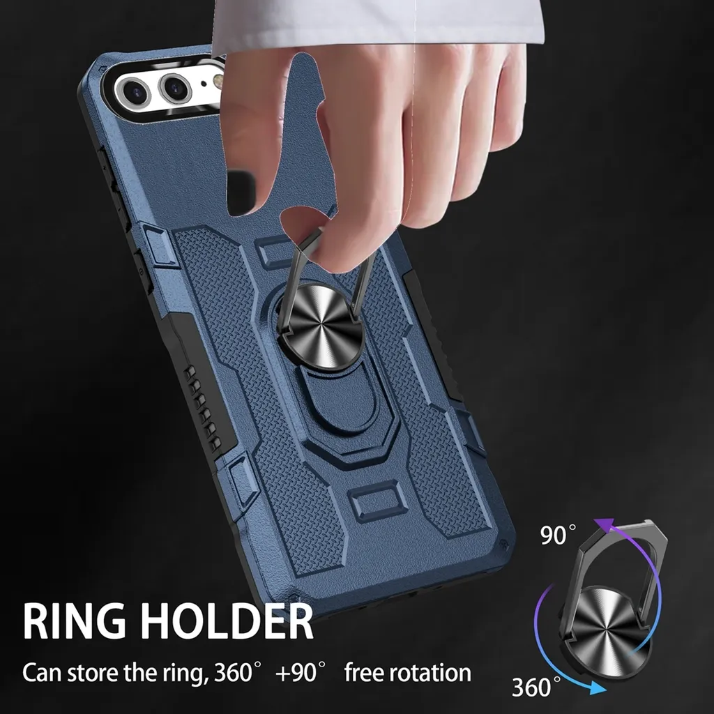 Custodia Rugged iPhone 8 Plus Blu - Protezione 360° con Ring - 7